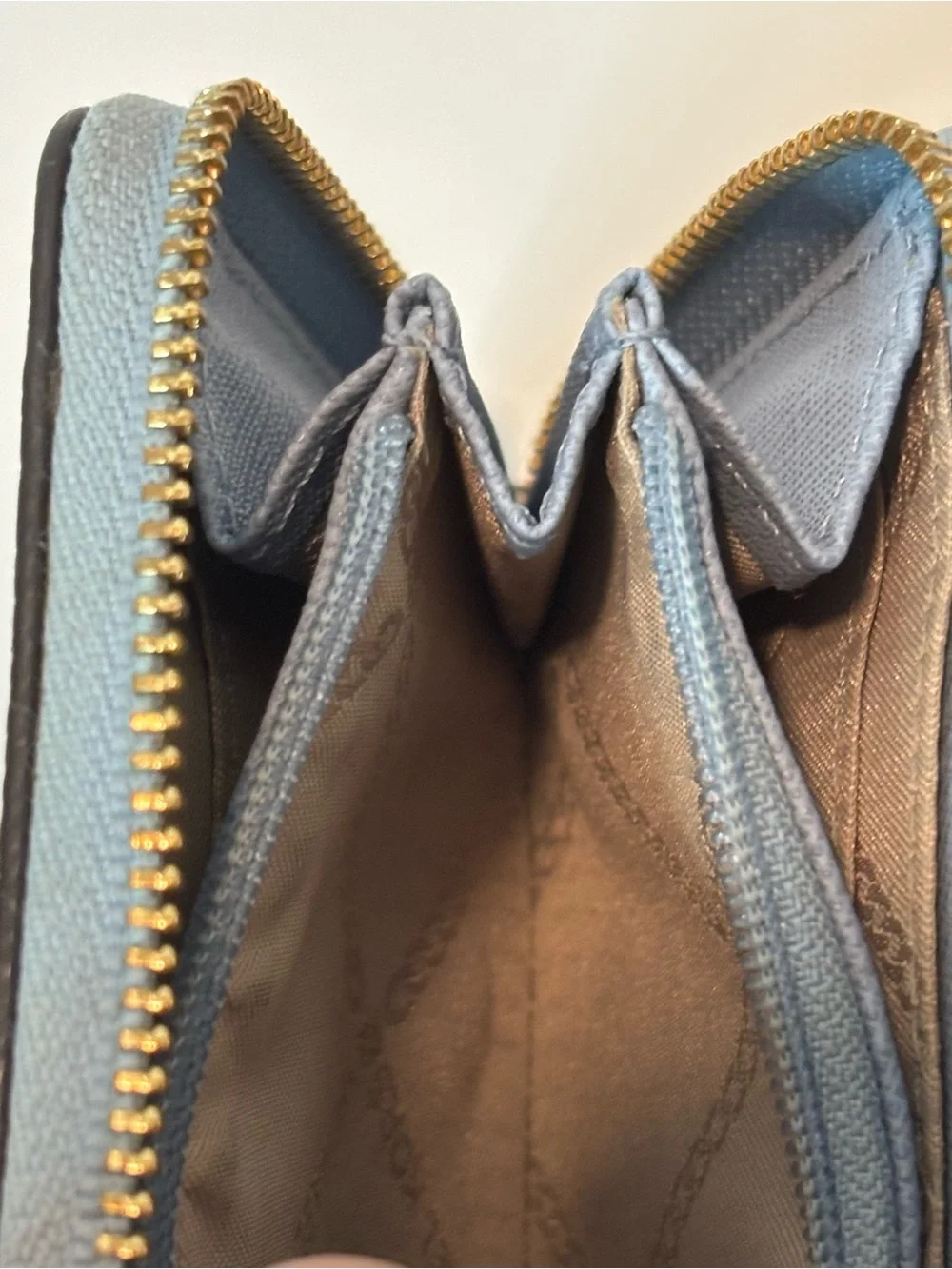 MICHAEL KORS ($138) Jet Set Travel Small  Steel Blue Pebbled Leather Wallet